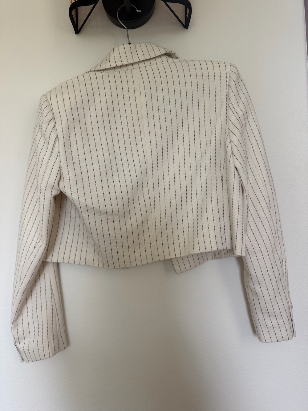 Jason Wu Cream Pinstripe Womens Cropped Blazer Jacket - Picture 4 of 5